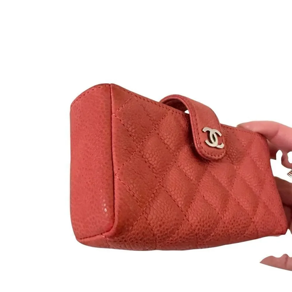 CHANEL Coral Quilted Leather French purse